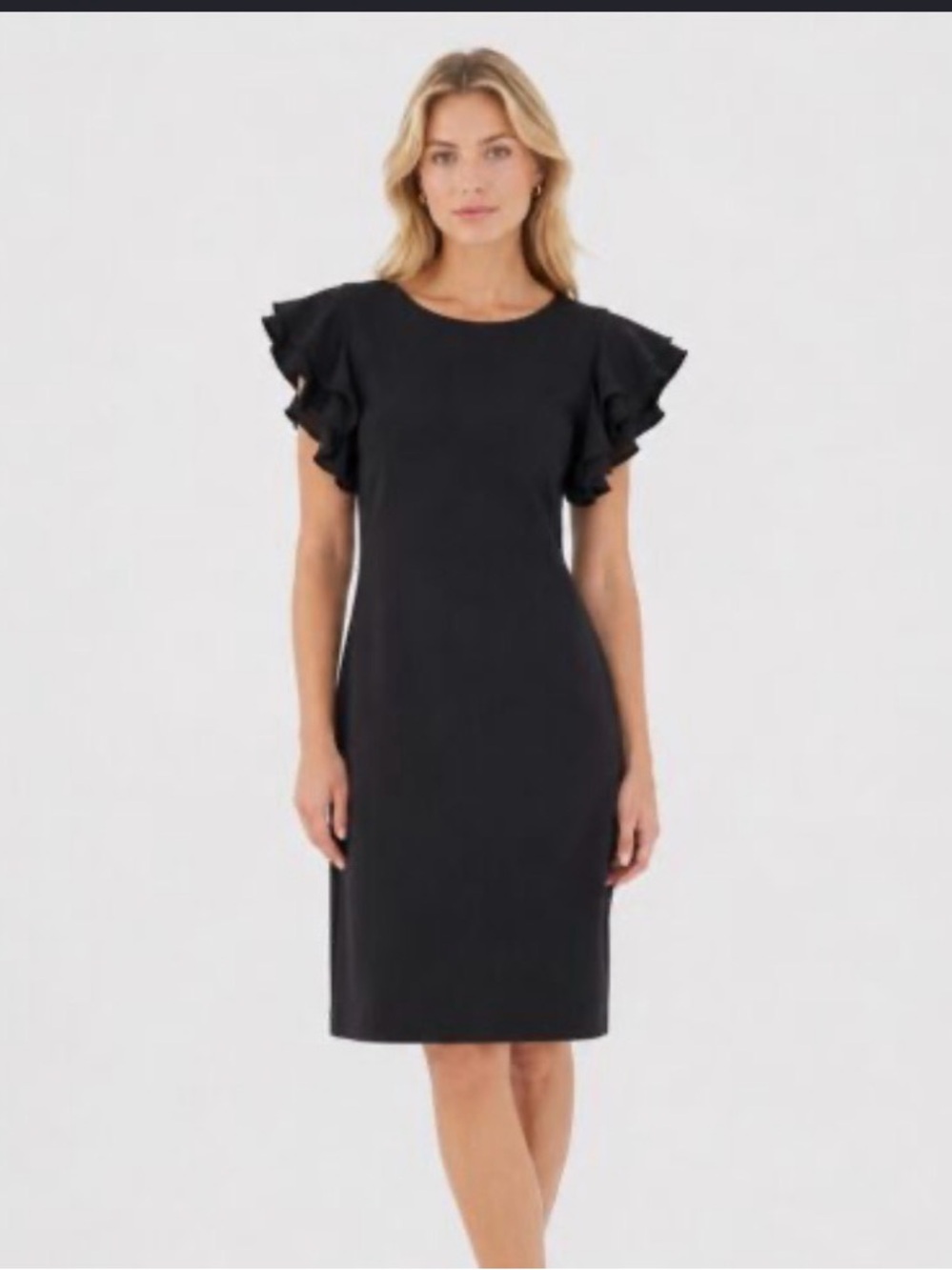 Tommy Hilfiger Black Ruffle Sleeve Sheath Dress